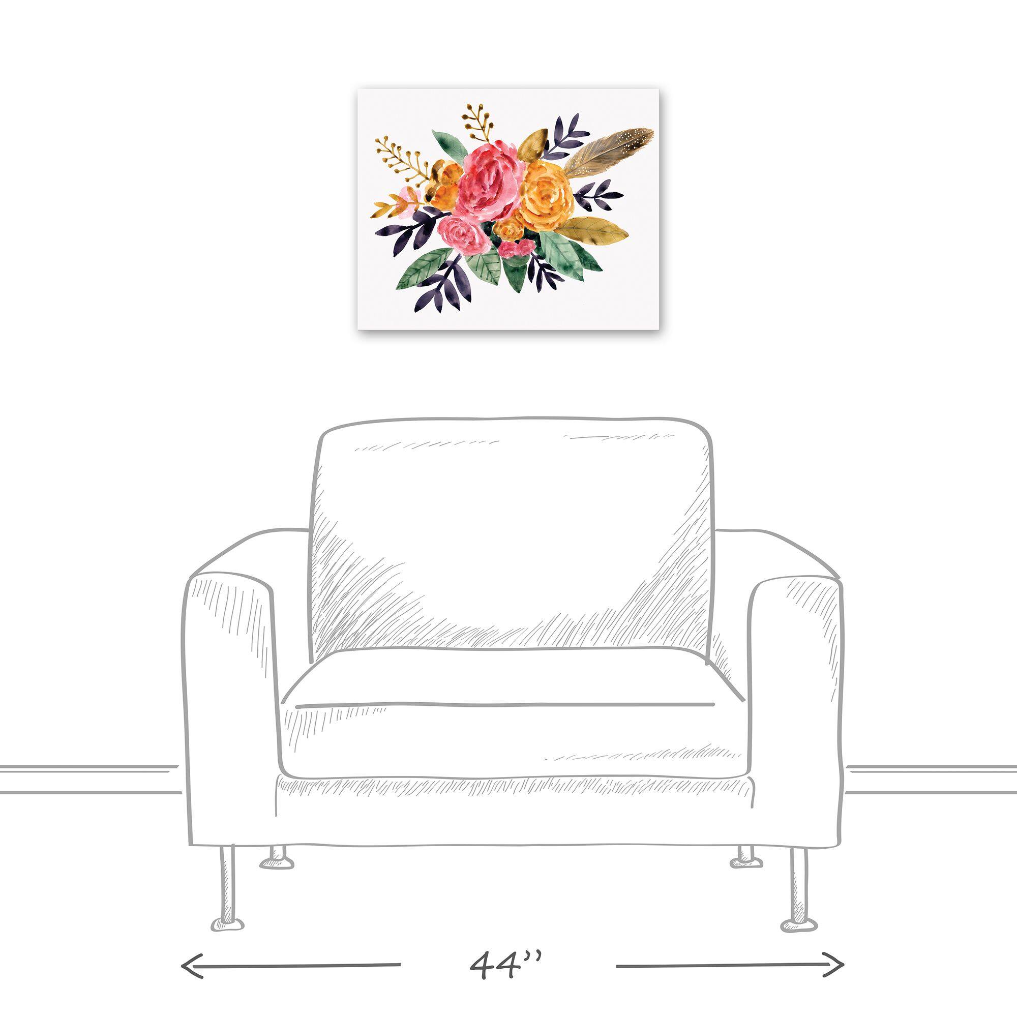 Feathers and Flowers 16" x 20" Canvas Wall Art
